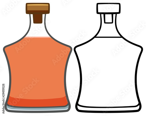 Glass cognac bottle in colored and line versions