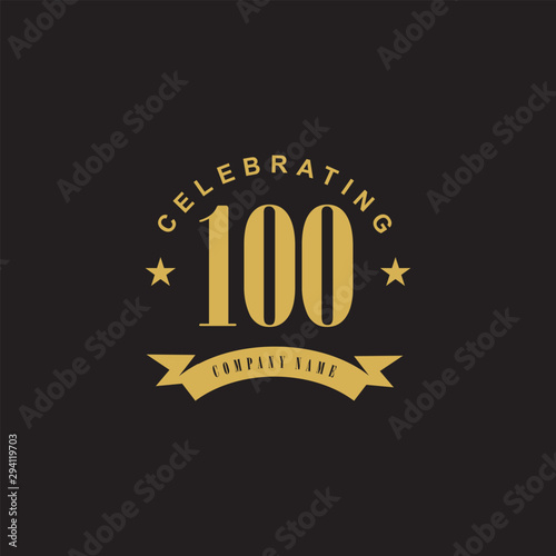 100th years celebrating anniversary icon logo design vector template