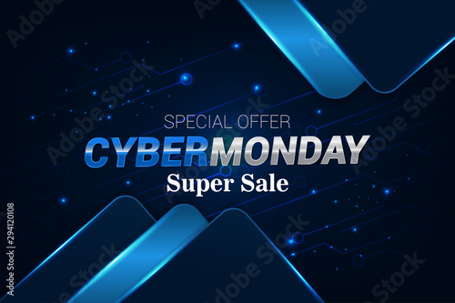 cyber monday super sale modern techno banner background vector template