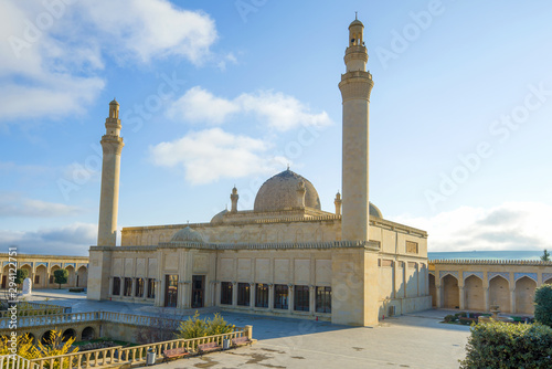 Restored ancient Friday Cathedral Juma Mosque on a sunny day. Shemakhy, Azerbaijan photo
