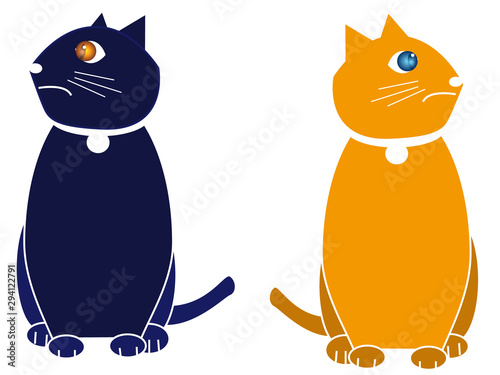 目をそらす猫たち