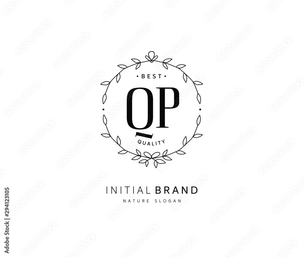 Q P QP Beauty vector initial logo, handwriting logo of initial signature, wedding, fashion, jewerly, boutique, floral and botanical with creative template for any company or business.