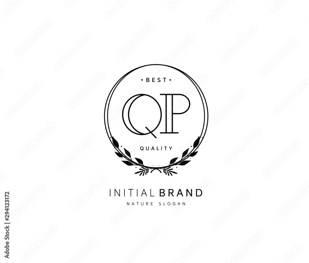 Q P QP Beauty vector initial logo, handwriting logo of initial signature, wedding, fashion, jewerly, boutique, floral and botanical with creative template for any company or business.
