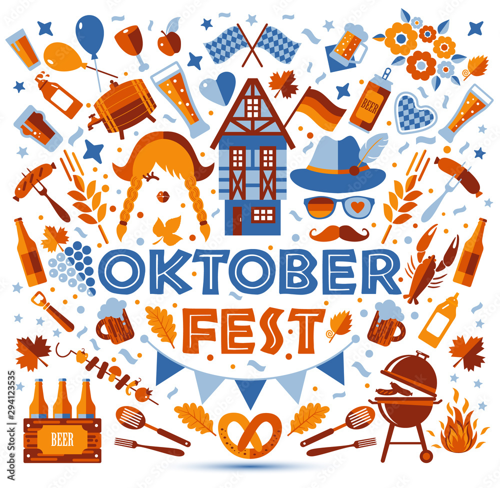 Oktoberfest flyer, banner. Beer festival logo, concept design on white background.