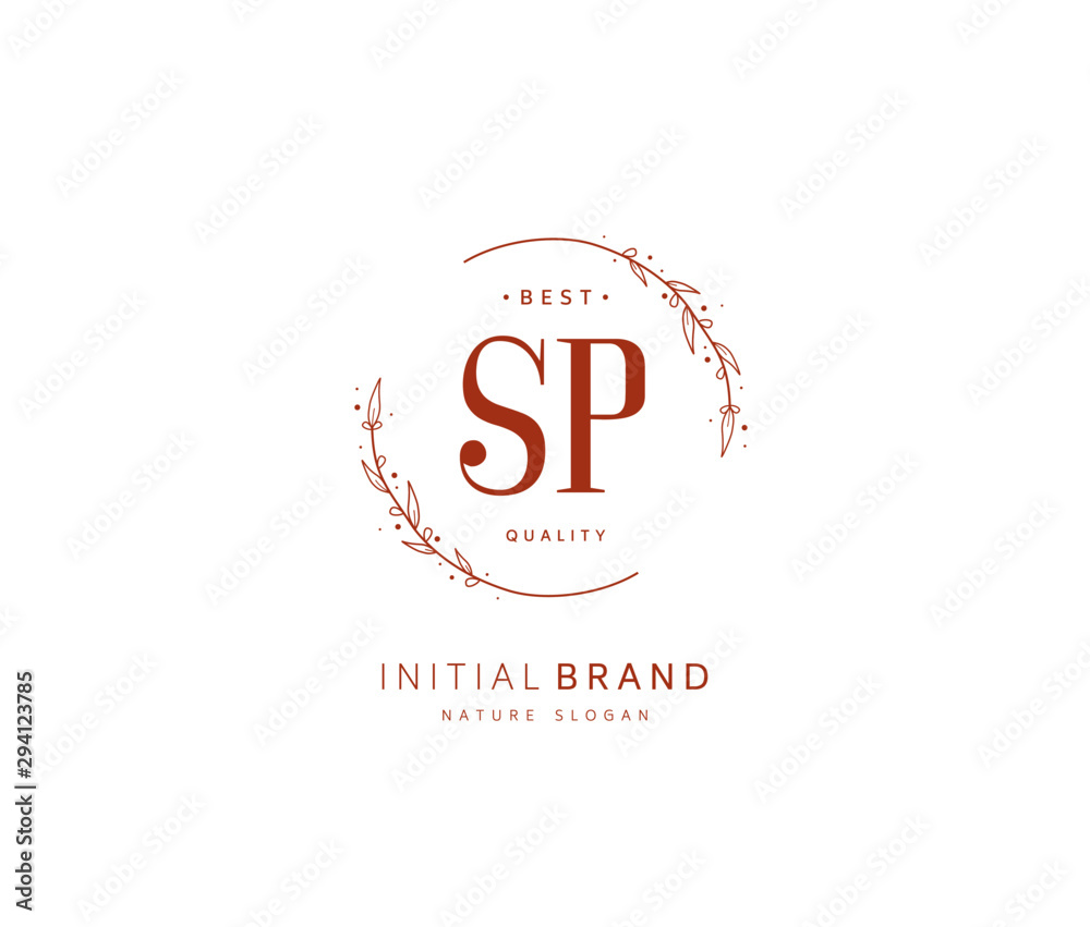 S P SP Beauty vector initial logo, handwriting logo of initial signature, wedding, fashion, jewerly, boutique, floral and botanical with creative template for any company or business.