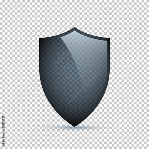 Glass shield isolated on transparent background. Vector design element.