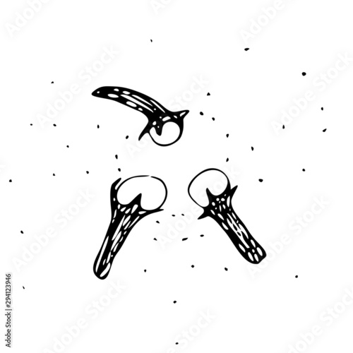 Monochrome graphic drawing of three cloves. Can be used as icon or illustration