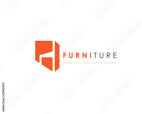 Furniture logo with chair concept. This logo is ideal for an furniture company, interior design company, decor expert, production company, etc. Vector illustration