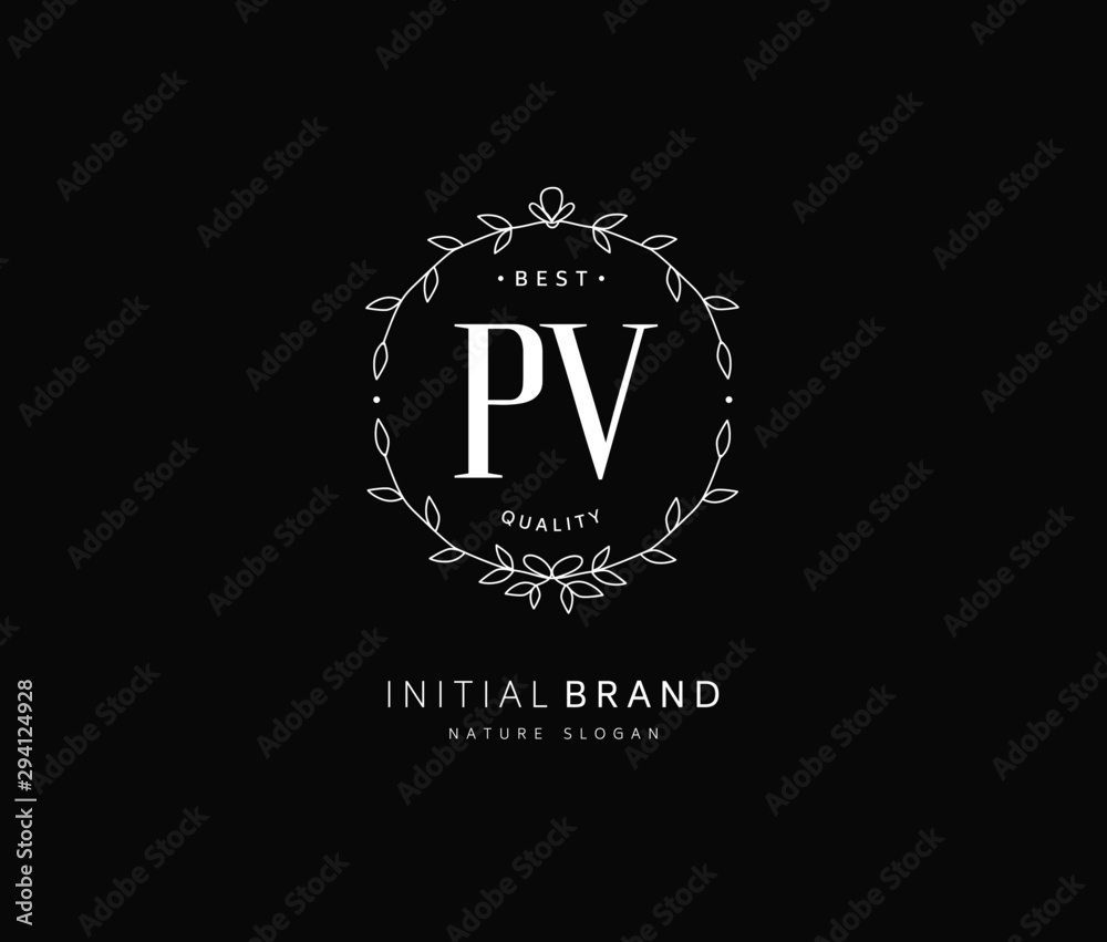 Obraz premium V P VP Beauty vector initial logo, handwriting logo of initial signature, wedding, fashion, jewerly, boutique, floral and botanical with creative template for any company or business.