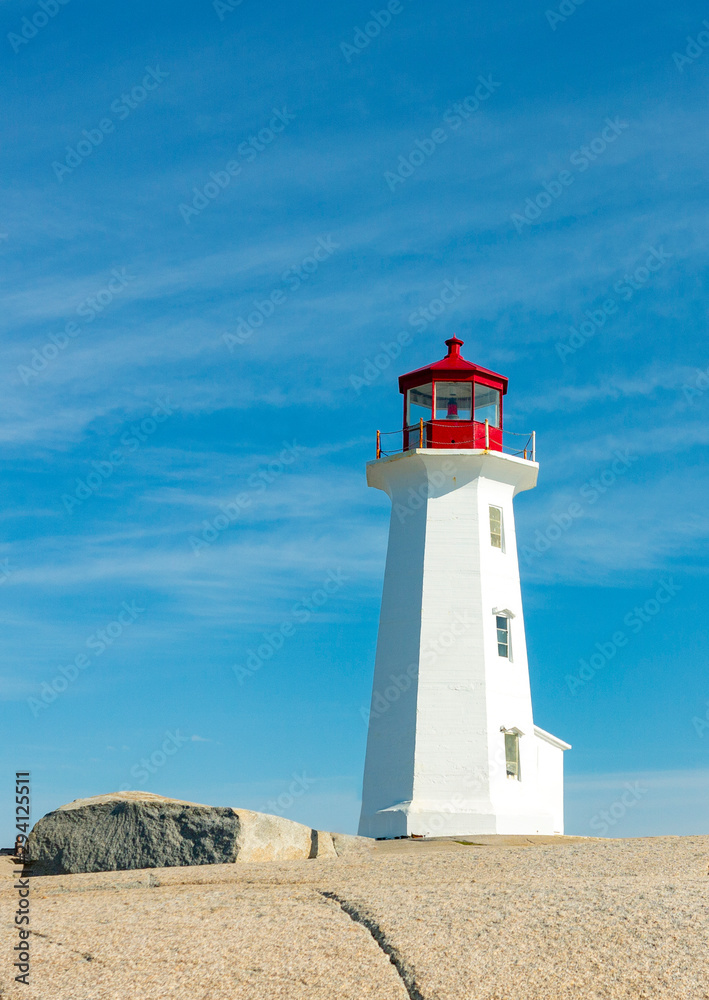 Lighthouse on a rock at peggys cove