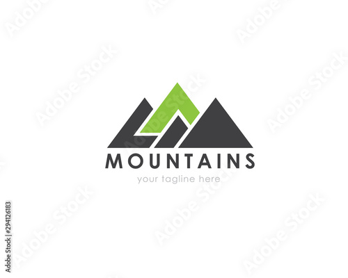 Mountains logo, nice natural landscape logo. Perfect for businesses related to tourism, hotels, resorts, adventure, camp, sport, cycling team, hiking club, travel agency, nature photographer, etc.