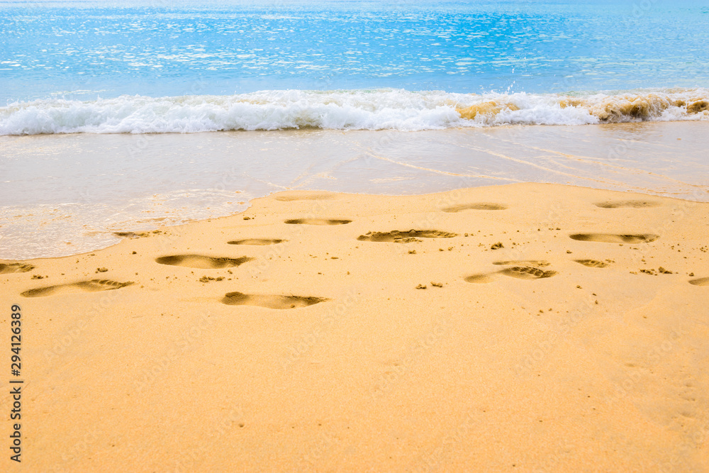 Footmark in the Sand on Beach at Thailand Footmark in the Sand on Beach at Thailand