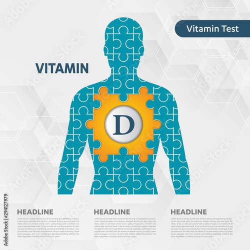 Vitamin D sun icon collection set, Puzzle human man body cholecalciferol. golden drop Vitamin complex drop. Medical for heath Vector illustration