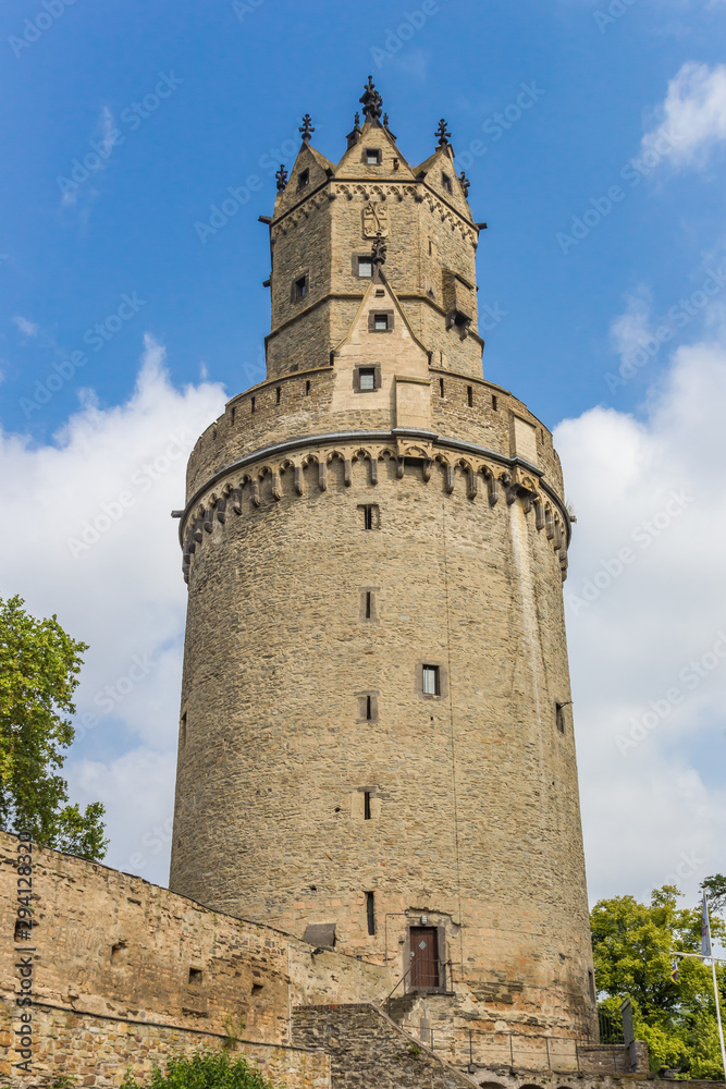 Historic round tower in the center of Andernach, Germany