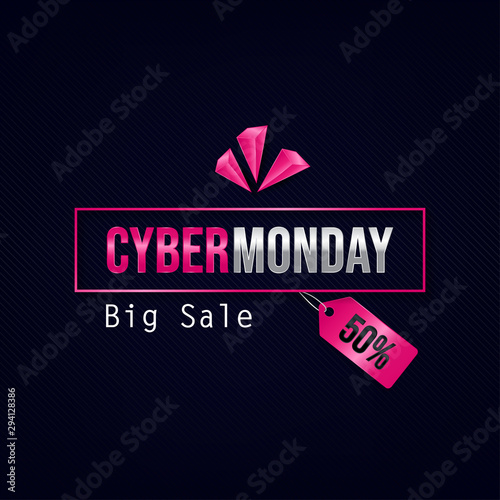 simple trendy modern design of cyber monday big sale banner background vector
