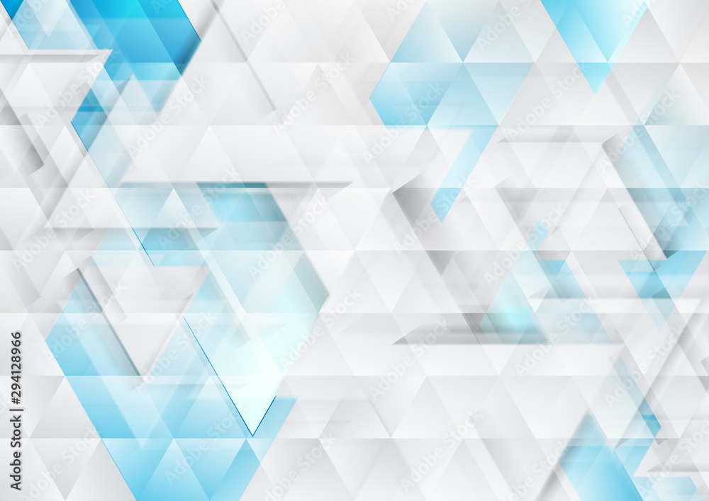 Fototapeta premium Blue grey technology geometric low poly abstract background
