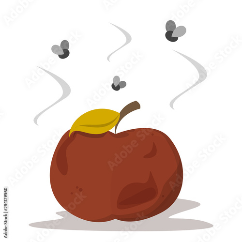 Bad rotten apple. Red fruit vector isolated. Organic rotten
