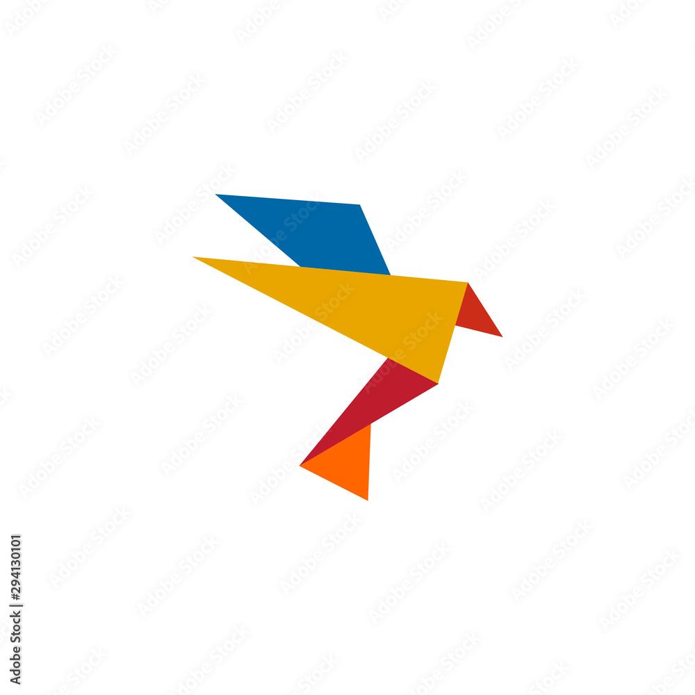 Origami style of bird logo design vector template Origami style of bird logo design vector template