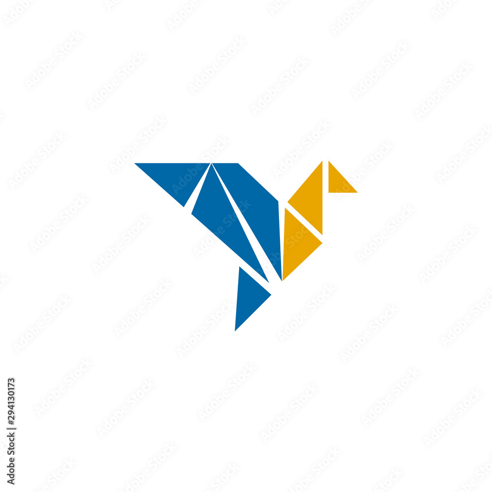 Origami style of bird logo design vector template Origami style of bird logo design vector template