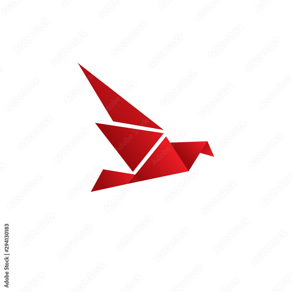 Origami style of bird logo design vector template Origami style of bird logo design vector template