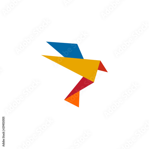 Origami style of bird logo design vector template