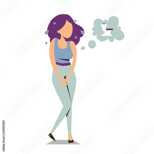 Woman standing and want to pee vector isolated