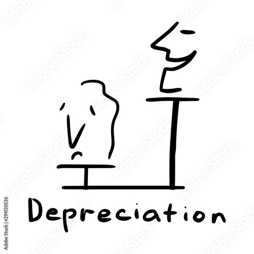 monochrome minimal illustration on depreciation theme - people with different meanings staying on scales