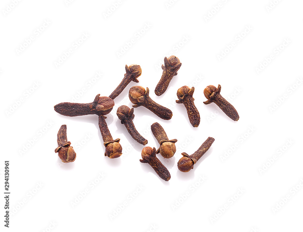 dry cloves on white background dry cloves on white background