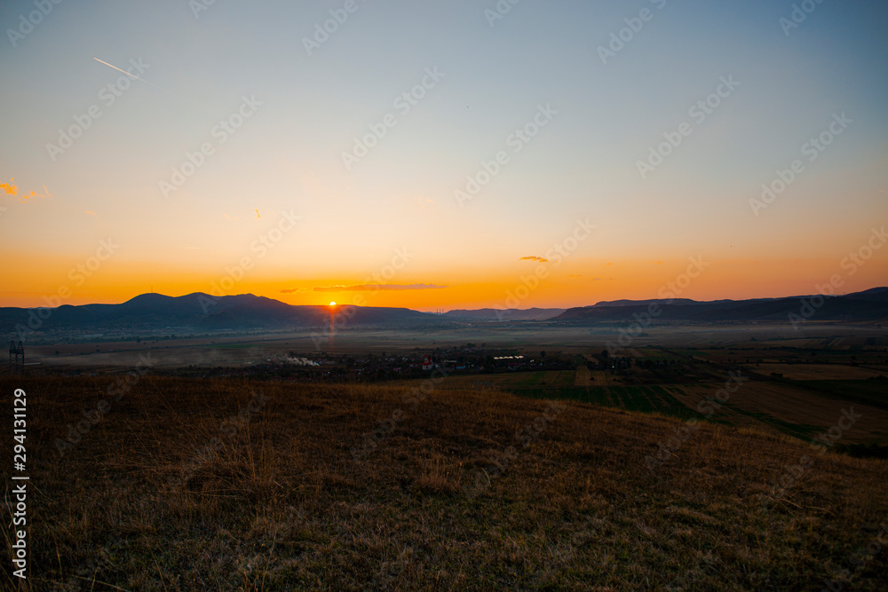 Sunset landscape in the october day