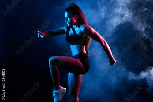talented woman dancing in the night club, performance, entertainment. close u...