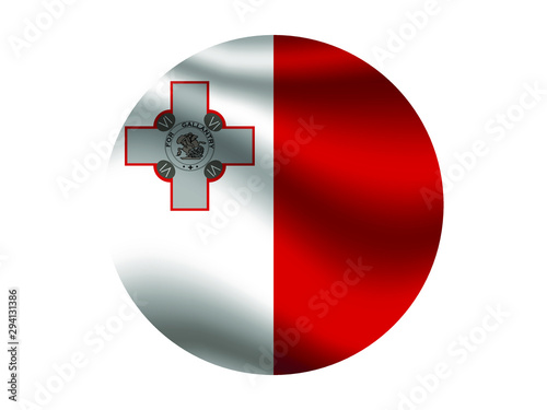 Malta Waving national flag with inside sticker round circke isolated on white background. original colors and proportion. Vector illustration, from countries flag set photo