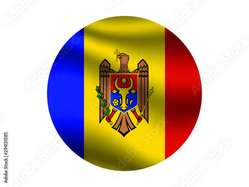 Moldova Waving national flag with inside sticker round circke isolated on white background. original colors and proportion. Vector illustration, from countries flag set