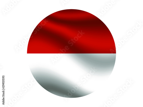 Monaco Waving national flag with inside sticker round circke isolated on white background. original colors and proportion. Vector illustration, from countries flag set photo