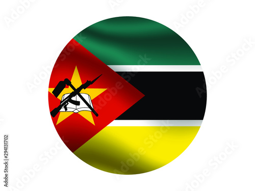 Mozambique Waving national flag with inside sticker round circke isolated on white background. original colors and proportion. Vector illustration, from countries flag set Free Download Mozambique Waving national flag with inside sticker round circke isolated on white background. original colors and proportion. Vector illustration, from countries flag set - GFXLoad