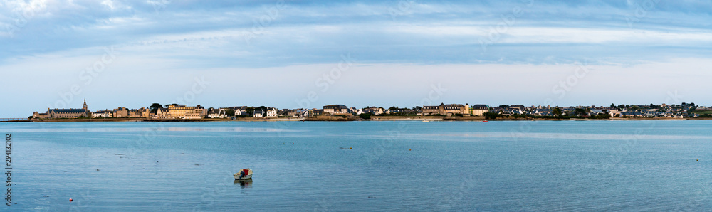panorama view of the coastal town of Roscoff in Brittany in the evening