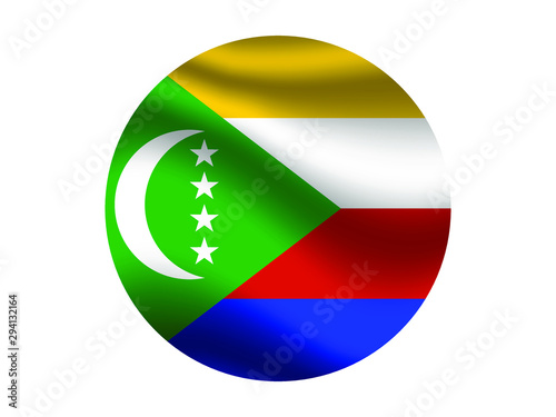 Free Download Comoros Islands  Waving national flag with inside sticker round circke isolated on white background. original colors and proportion. Vector illustration, from countries flag set - GFXLoad