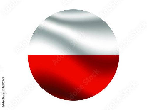 Free Download Poland Waving national flag with inside sticker round circke isolated on white background. original colors and proportion. Vector illustration, from countries flag set - GFXLoad