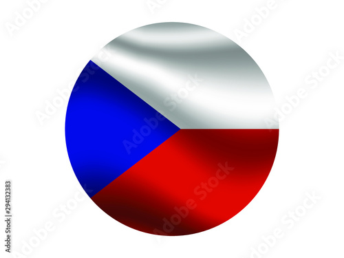 Czhech Republic  Waving national flag with inside sticker round circke isolated on white background. original colors and proportion. Vector illustration  from countries flag set