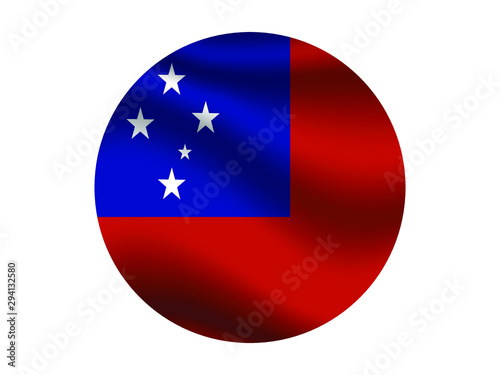 Free Download Samoa Waving national flag with inside sticker round circke isolated on white background. original colors and proportion. Vector illustration, from countries flag set - GFXLoad