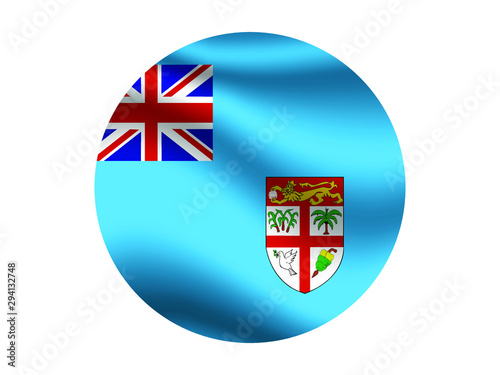 FIJI Waving national flag with inside sticker round circke isolated on white background. original colors and proportion. Vector illustration, from countries flag set
