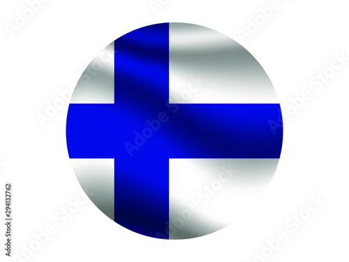 Finland Waving national flag with inside sticker round circke isolated on white background. original colors and proportion. Vector illustration, from countries flag set