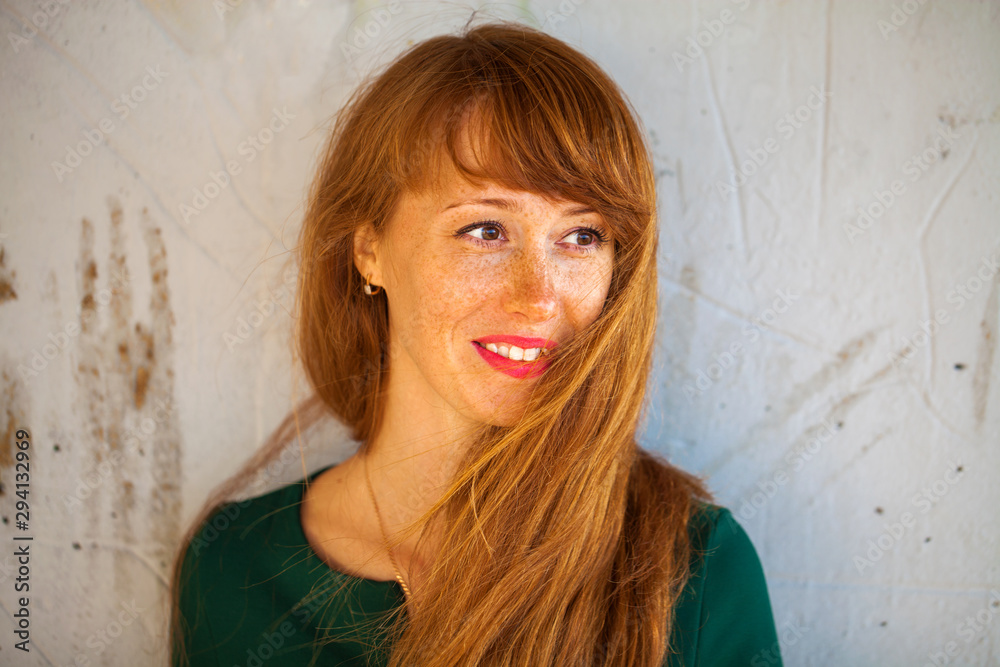 Happy Portrait red-haired woman Happy Portrait red-haired woman