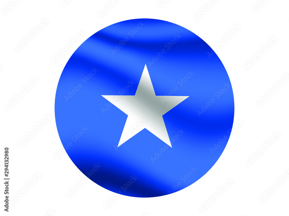 Somalia Waving national flag with inside sticker round circke isolated on white background. original colors and proportion. Vector illustration, from countries flag set Somalia Waving national flag with inside sticker round circke isolated on white background. original colors and proportion. Vector illustration, from countries flag set