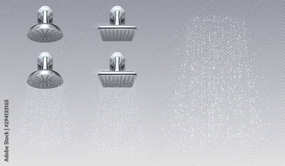 Realistic shower heads. Bathroom rain metal shower contemporary