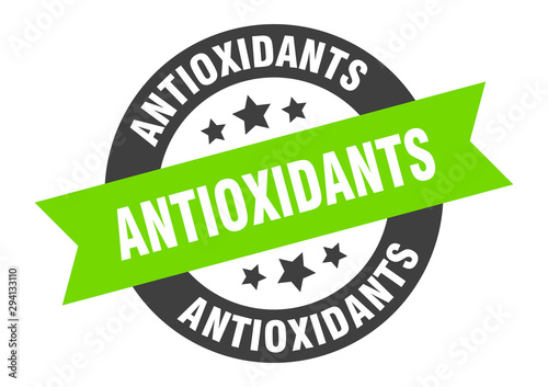 antioxidants sign. antioxidants black-green round ribbon sticker