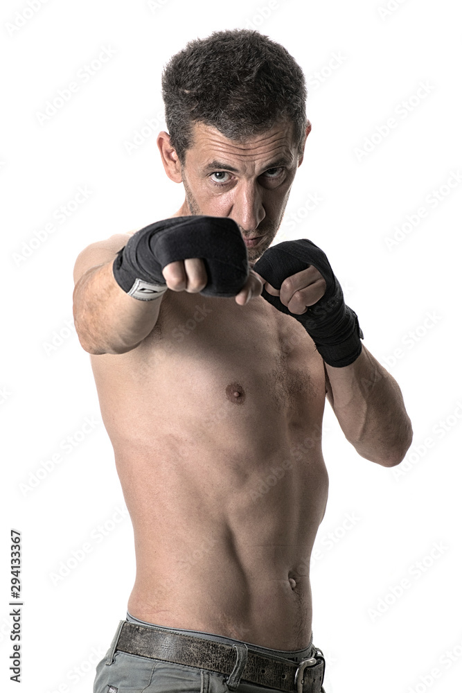 Muay thai or kickbox fighter in various postures Muay thai or kickbox fighter in various postures