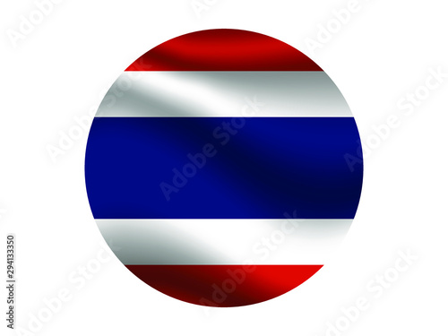 Thailand Waving national flag with inside sticker round circke isolated on white background. original colors and proportion. Vector illustration  from countries flag set