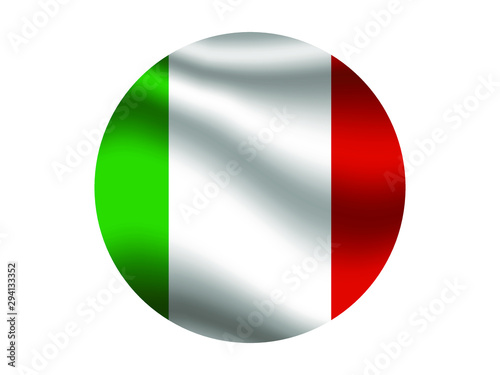 Italy Waving national flag with inside sticker round circke isolated on white background. original colors and proportion. Vector illustration, from countries flag set