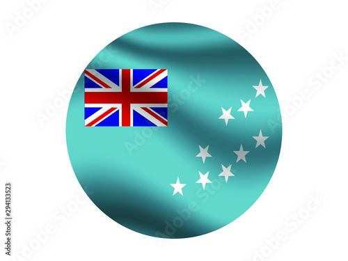 Tuvalu Waving national flag with inside sticker round circke isolated on white background. original colors and proportion. Vector illustration  from countries flag set