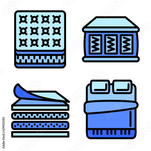 Mattress icons set. Outline set of mattress vector icons for web design isolated on white background